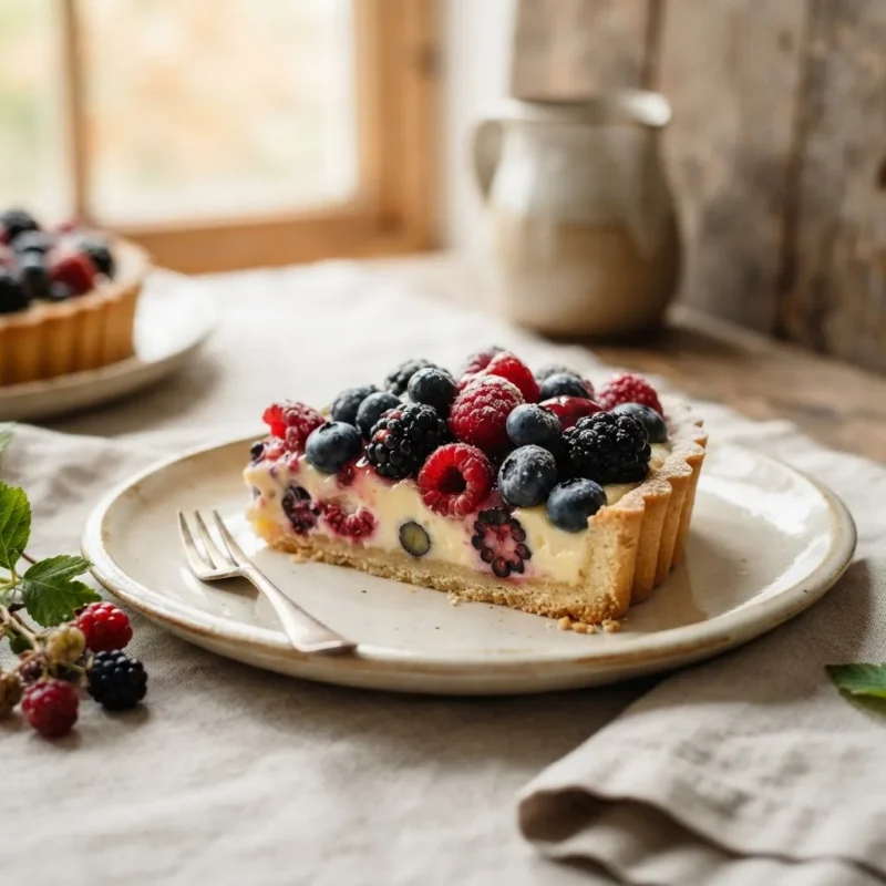 Detal produktu Tarta creme patissiere z owocami leśnymi